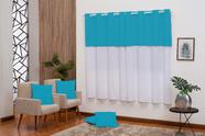 Kit cortina oxford realeza 3,00 X 2,50m + 4 capas de almofada Azul Bebê