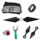 Kit Naruto Boruto - Bandana Aldeia da Folha + Colar / Pingente Tsunade +  Anel Akatsuki Itachi : : Moda