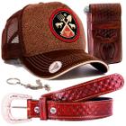 Kit Cowboy Oferta Boné Rodeio Capa Celular + Cinto Country