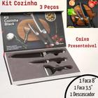 Kit Cozinha 3 Peças 2 Faca +1 Descascador Black Premium Antiaderente - Designs Especial