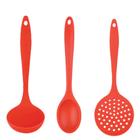 Kit Cozinha 3 Utensílios de Silicone Concha Colher Escumadeira