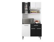 Kit Cozinha 6 Portas 1 Gaveta Maite Branco/Preto - FdECOR