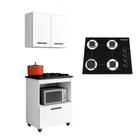 Kit Cozinha Balcão Armário Salvia e Cooktop 4 Bocas Chamalux