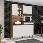 Kit Cozinha Compacta Completa 7 Portas 1 Gaveta MDF Organizador Multiuso Branco Marrom Madeira