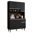 Kit Cozinha Compacta Márcia 105cm Com 6 Portas e 1 Gaveta Preto Fosco - Desk Design