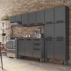 Kit Cozinha Completa 11 Portas 2 Gavetas em Aço Estilo Bertolini com Balcão e Armário Grafite