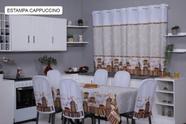 Kit Cozinha Cortina+Capas De Cadeira+ Toalha 8L - Capuccino