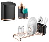 Kit Cozinha Escorredor De Louças Lixeira 2,5L Dispenser Detergente Cobre Rose Gold - Future