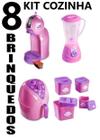 Kit Cozinha Infantil 8 Brinquedos Airfryer Potes Liquidificador Cafeteira