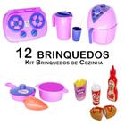 Kit Cozinha Infantil Air Fryer Fogão Panela Comida Copo 12Pç