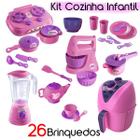 Kit Cozinha Infantil AirFryer Liquidificador Batedeira Cafeteira Brinquedo Fogão