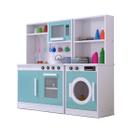 Kit Cozinha Infantil com Maquina de Lavar Roupa Menta em MDF