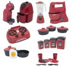 Kit Cozinha Infantil Completa Brinquedo Menino Vermelho 24Pç