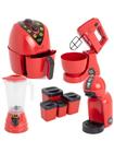 Kit Cozinha Infantil Completa Brinquedo Menino Vermelho 9pç - Altimar