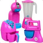 Kit Cozinha Infantil de Brinquedo Eletrodomesticos AirFryer Cafeteira 5 Peças