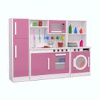 Kit Cozinha Infantil Geladeira Máquina De Lavar MDF