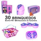 Kit Cozinha Infantil Geladeira Microondas Mercado Fogão 30pç