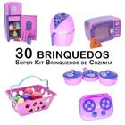 Kit Cozinha Infantil Geladeira Microondas Mercado Fogão 30Pç