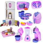 Kit Cozinha Infantil Geladeira Rosa Microondas Louça 43pç - Altimar