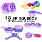 Kit Cozinha Infantil Jogo Panela Fogão CookTop Legumes 18pç