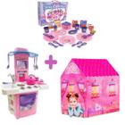 Kit Cozinha Infantil Menina Completa + Barraca e Jantarzinho - Big Star e DM Toys