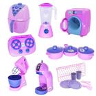 Kit Cozinha Infantil Rosa Air Fryer Panela Fogão Louça 19Pç