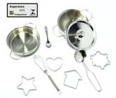 Kit Cozinha Inox Braskit Jogo de Cozinha Infantil Forminhas Panelinhas e Acessorios Brinquedo