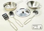 Kit Cozinha Inox Tacho Braskit Brinquedo Infantil com Panelinha e Acessorios