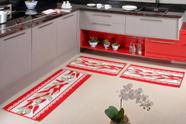 Kit cozinha jogo de tapete 3 peças 100% antiderrapante pelo macio toque de veludo andino lancer (ka-21-vermelho)