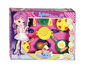 Kit Cozinha Infantil Com Fogão + Airfryer + Jogo De Jantar C/ Copos,  Pratinhos, Panelinhas De Brinquedo Fogãozinho Cooktop Comidinha