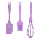 Kit Cozinha Silicone Com 3 Peças Lilás Fue Espátula Pincel