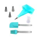 Kit Cozinha Silicone Pincel Bisnaga Espatula 3 Bicos Verde