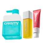 Kit Creamy Calming Cream Hidratante Facial Ácido Lático Sérum Facial e Gel de Limpeza (3 produtos)