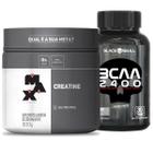 Kit Creatina Pura 300g Max Titanium + Bcaa 30 Caps Black Skull