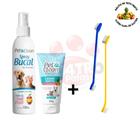 Kit Creme Dental + Escova de Dente Spray Bucal para caes e gatos Pet Clean sabor tutti frutti