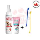 Kit Creme Dental + Escova de Dente Spray Bucal para caes e gatos Pet Clean sabor tutti frutti