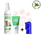 Kit Creme Dental Escova Dedeira Spray Bucal para caes e gatos Pet Clean Sabor Menta