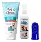 Kit Creme Dental Pet + Spray Bucal + Escova Dente para Cães Cachorros Pet Clean