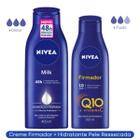 Kit Creme Hidratante Corporal Firmador Q10 Com Vitamina C 200ml + Hidratante Milk 400ml com Óleo de Amêndoas Nivea