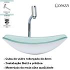 Kit cuba chanfrada 47cm com torneira link cromada e válvula click up p/ banheiros e lavabos - várias cores