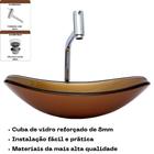 Kit cuba chanfrada 47cm com torneira link cromada e válvula click up p/ banheiros e lavabos - várias cores