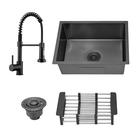 Kit Cuba Cozinha Aço Inox Quadrada C/ Torneira Gourmet Preta