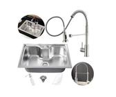 Kit Cuba Cozinha Gourmet Aço Inox 60X42 E Torneira Flexível - Brinovar