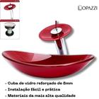 Kit Cuba de Vidro Oval Canoa + Torneira Cascata Monocomando + Válvula Click UP Banheiros Lavabos - AIKO