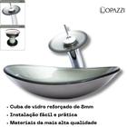 Kit Cuba de Vidro Oval Canoa + Torneira Cascata Monocomando + Válvula Click UP Banheiros Lavabos - AIKO