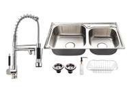 Kit Cuba Dupla Aço Inox Gourmet Torneira Monocomando