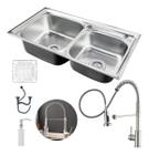 Kit Cuba Dupla Cozinha Gourmet Aço Inox E Torneira Flexível - Brinovar