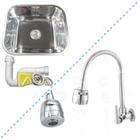 Kit Cuba Inox N3 40x34x17cm + Torneira Gourmet Junior Parede - Tecnocuba