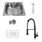 Kit Cuba Pia Gourmet Luxo Prizi Aço Inox 304 SB6042 + Torneira Gourmet Prizi Monocomando Preta KE-6115