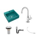 Kit Cuba Q395 C/Torneira 1198 Metal + Válvula 1'' (2,6cm) + Sifão Cromado + Flexível
